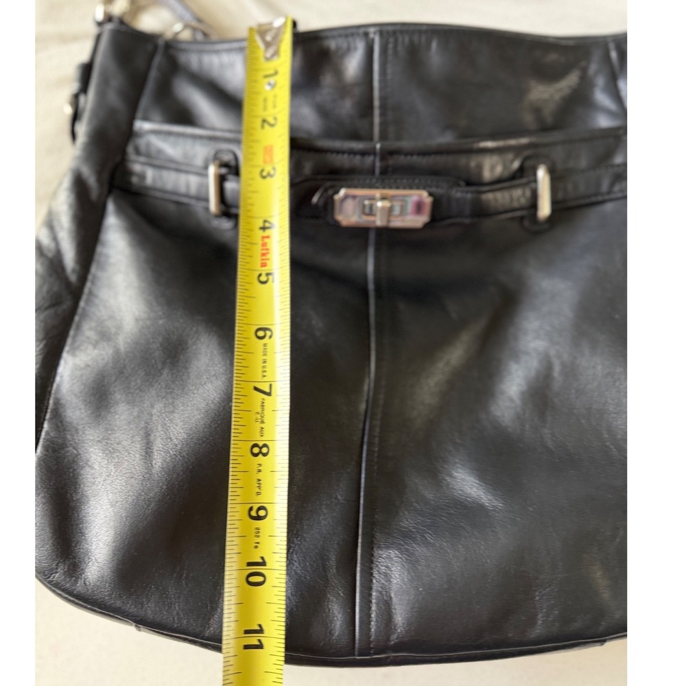 Coach Chelsea Black Leather Hobo Shoulder Bag Turnlock Silver Hardware 17816 - Picture 8 of 13
